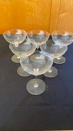 Val St Lambert Vintage Crystal  Set Of Six Champagne Coupe