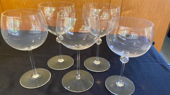 Val St Lambert Crystal Set Of Five Wine Glasses