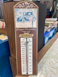 Wooden Chevrolet Thermometer. 23' Tall