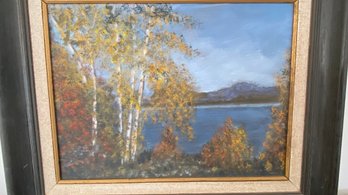 A Vintage  Framed Acrylic  Painting On Bord Signed  J O'Toole - Lake Scene.