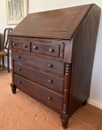 An Antique Solid Wood Slant Front Desk