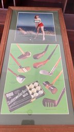 A Vintage Framed Silvertown Golf Balls  Advertising Pin-up Poster - 24.5'h X 12'w.