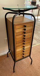 A Vintage 12 Drawers Dental Cabinet With Swivel Round Top Glass By American Cabinet Co. - USA