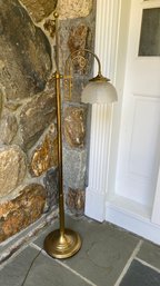 Brass Metal Floor Lamp With Frosted Glass Shade - 55'h