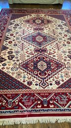 A TANVIR 100 Percent Wool Pile Carpet Deep Reds, Blues & Creams - 7'11' X 11'8'