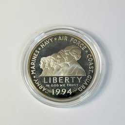 Silver----1994 Commemorative Proof Dollar WOMEN IN MILLITARY SERVICE Memorial Dollar COIN