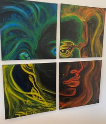 A Signed M Valeree  Quadtych  Oil  On Canvas - One Of-A-Kind (Each Panel Measure 24'x24')