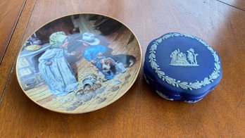 Wedgwood Vintage Trinket &  Collectible Plate ' In Trouble Again'