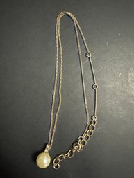 Gold Toned Necklace With Imitation Pearl