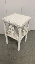 A White Whicker Side Table