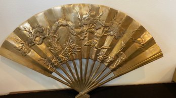 Vintage Solid Brass Wall Decor Fan Asian Motif