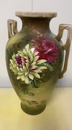A Vintage Hand Decorated Vase  Amphora Style  Made In Japan.