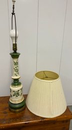 A Vintage Decorated Porcelain Table Lamp On Metal Base.