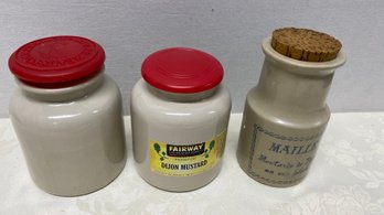 Group Of Three Empty Dijon Mustard Jars