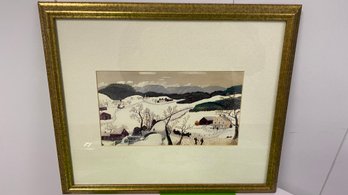 A Grandma Moses Framed Original Print  ' Over The River '