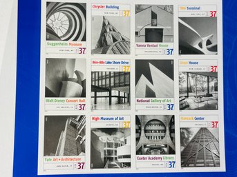 US 37 Cent Stamps Sheet Of 12 Masterworks Of Modern American Architecture  Stamps Sealed