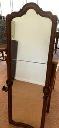 An Antique Candlestick Wooden Mirror