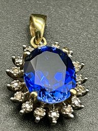 Stunning Leer Gem Limited (LGL) 10k Gold, Sapphire And Diamonds Pendant.