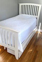 Twin White Wood Bed With Two Storage Drawers