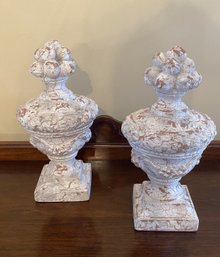 Pair Of Distressed Ceramic Decorative Object - Table Decore