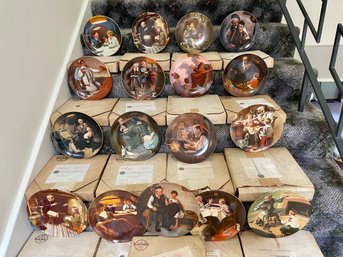 17 Norman Rockwell Painted Plates, By Knowles. 8.5'