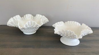 Vintage Milk Glass Candy Dish Two Piece