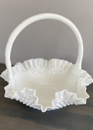 Vintage Hobnail Milk Glass Basket