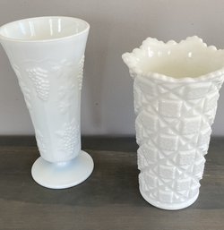 Vintage Pair Of Milk Glass Vases.