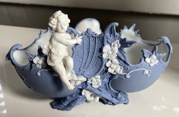 An Antique Volkstedt German Jasperware Vase/Planter Cherubs Details.