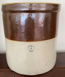 A Vintage 2 Tone Stoneware Crock Salt Glaze 6 Gallons.