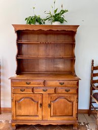 Medium Size ,Country Style China Hutch In Two Sections.