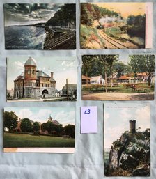 Lot # 13 Of 6 Circa 1909 M&W Railroad Train Postcards / Post Cards From Meriden West Haven CT