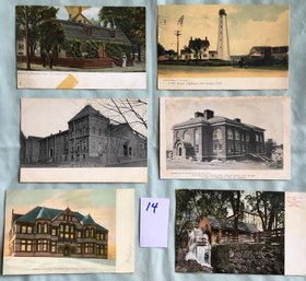 Lot # 14 Of 6 Circa 1906 - 1907 Postcards / Post Cards From New London CT W/ Rare W.s. Calvert's Ad