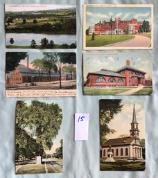 Lot # 15 Of 6 Circa 1906 - 1940 Postcards / Post Cards From Massachusetts Hadley Enfield Cambridge Springfield