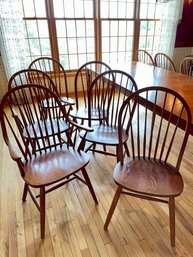 6 Country Style Windsor Dining Chairs Including 2 Arm Chairs.