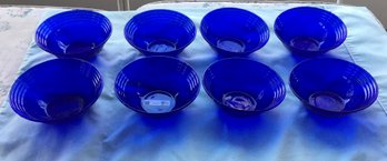 Set Of 8 Bormioli Rocco Forum Saphir Cobalt Blue 5.5' Bowls