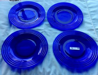 Set Of 4 Bormioli Rocco Forum Saphir Cobalt Blue 8.5' Plates