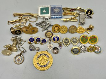 Vintage Freemasons Collection Of Pins, Cufflinks And More. Some Sterling.  ( Masonic 5)