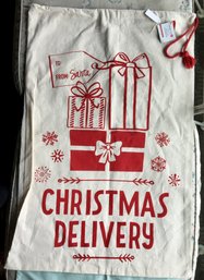 Vintage Unused As-new Condition Santa's Christmas Delivery Soft Burlap Gift Sack