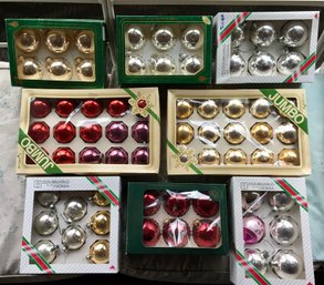 Lot Of 8 Vintage Boxes Of 68 Glass Christmas Ornaments In Original Boxes - Some Possibly Mercury Glass