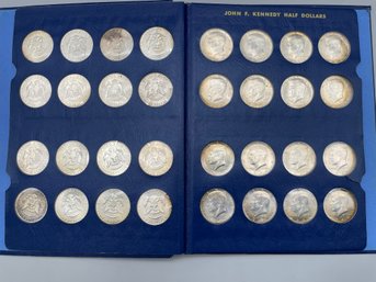 1964 Kennedy Silver Half Dollar Book. 32 Coins.