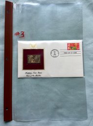 1992 First Day Issue Cover Gold Stamp Replica 29 Cent Happy New Year Of The Rooster U.S. Stamps