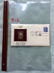 1986 First Day Issue Cover Gold 22 Cent Stamp Replica Statue Of Liberty 100th Anniversary U.S. Stamps