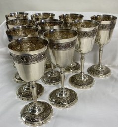 Vintage 1950/60 Circa Sterling Silver 10 Goblets Aztec Rose Motif By Sanborns Marked 0.925 Echo In Mexico