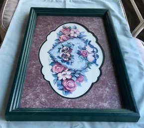 Vintage Roses & Doves Matted & Framed Art Serving Tray 19' X 13' Joy Alldredge