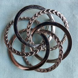 MCM Olena Jewelry Silver Tone Weaved Rings Pin / Brooch