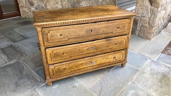 An Antique Solid Wood Three Drawers Chest Dovetail Construction