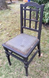 Antique Chair With Unique Tombstone Type Carving