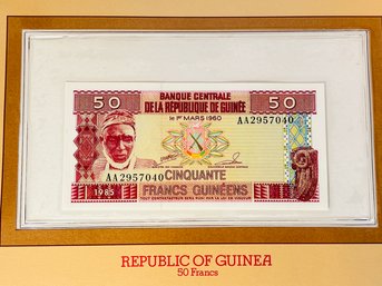 REPUBLIC OF GUINEA  - 50 FRANCS  -   Uncirculated Foreign Paper Money With Info/ History