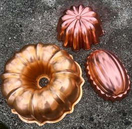 Lot Of 3 Vintage MCM Copperware Molds - Gelatin (jello) Mold, Angel Food Cake